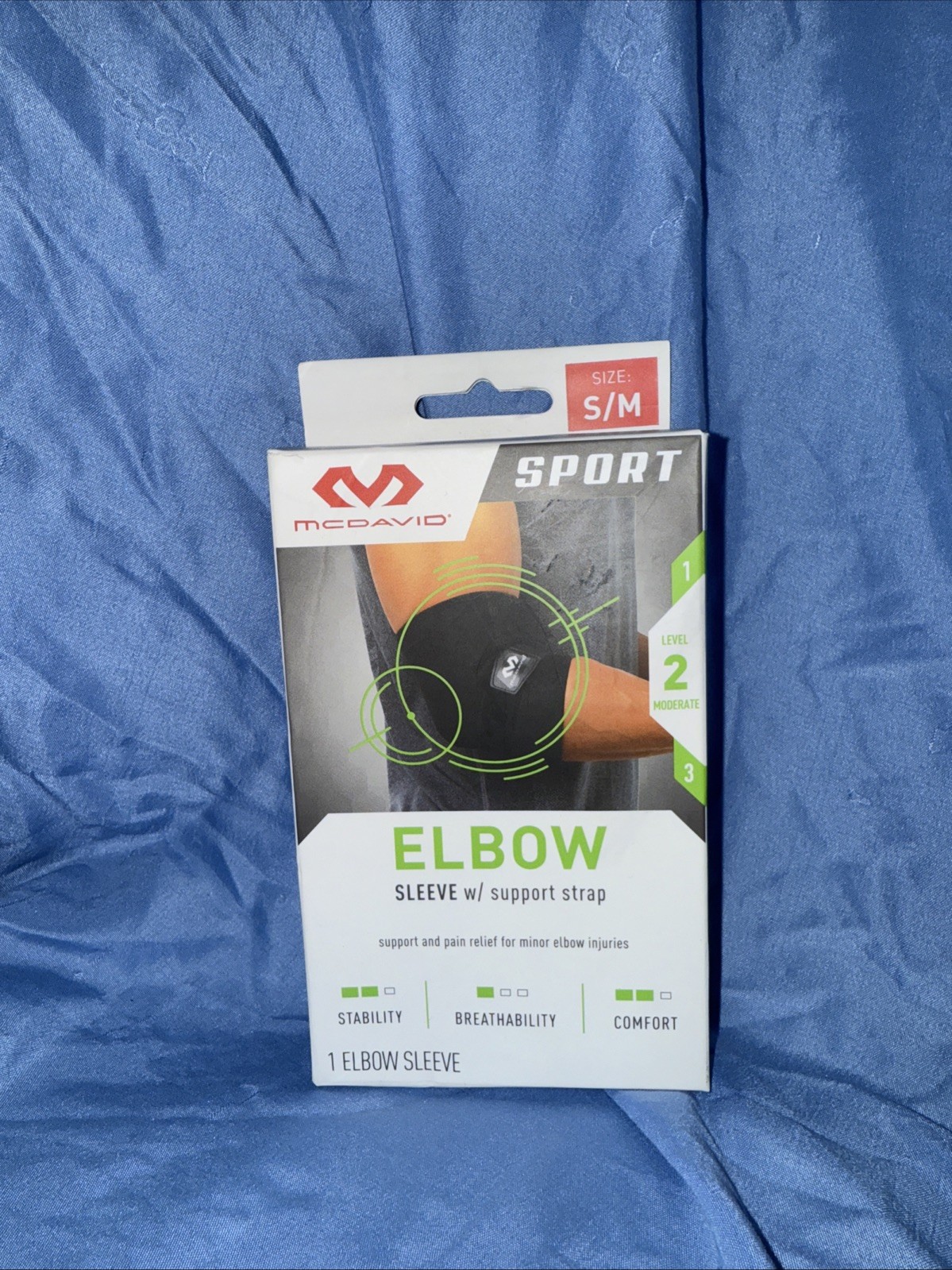 BRAND NEW McDavid Sport Elbow Compression Knit Sleeve w/ Support Strap S/M BLACK