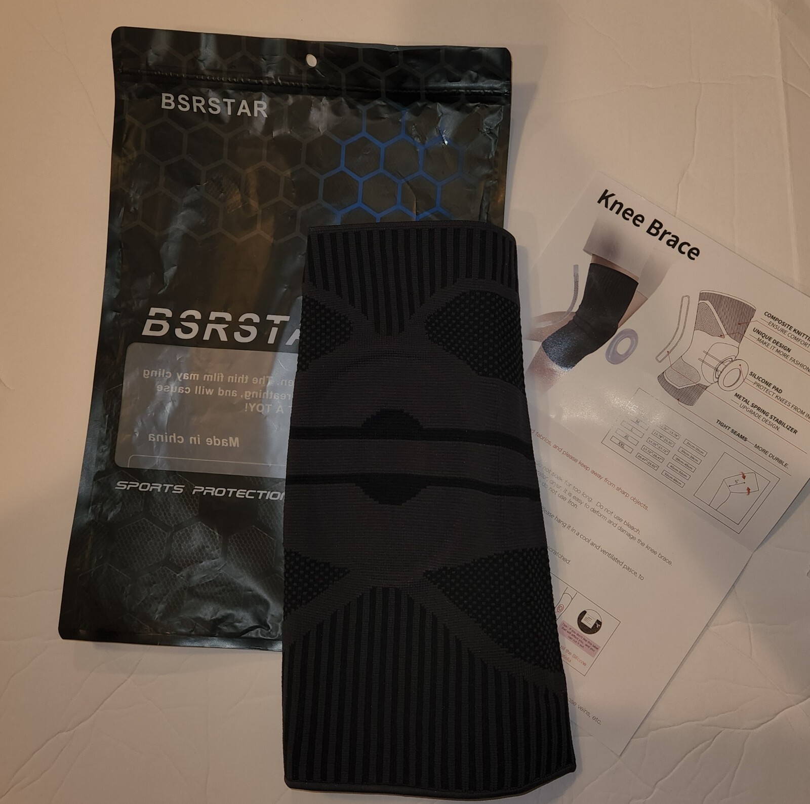 BSRSTAR Knee Brace Sports Protection Series Joint Pain Relief Size L Black NEW