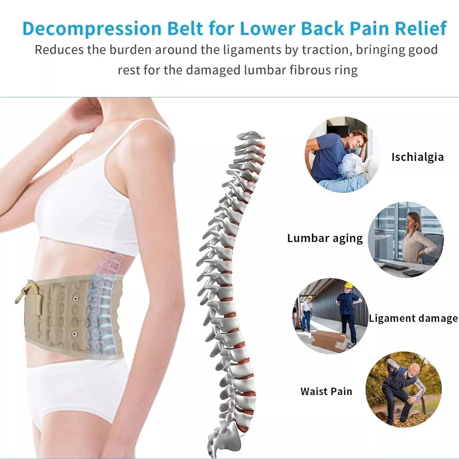 1PC Spine Decompression Back Belt Lumbar Support for Lower Back Pain Relief US