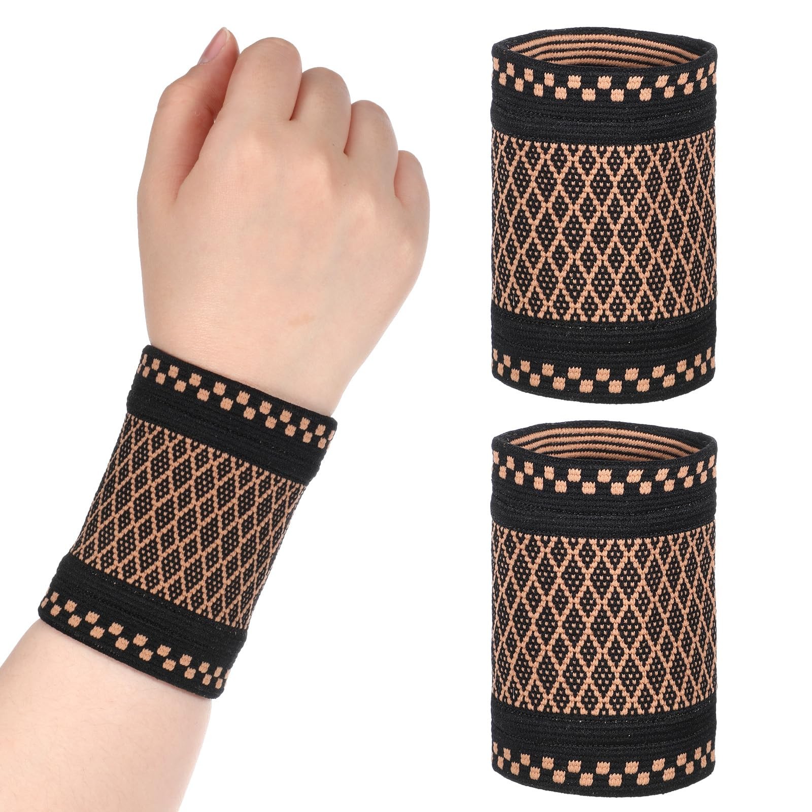 Thinp Copper Wrist Compression Brace, 2 Pcs Elastic Wrist Compression Sleeve …