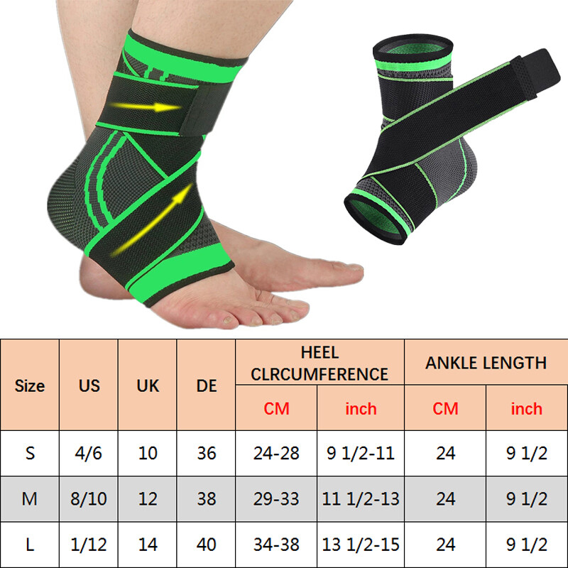 Ankle Brace Support Compression Sleeve Sprained Foot Tendon Pain Relief Wrap Gym