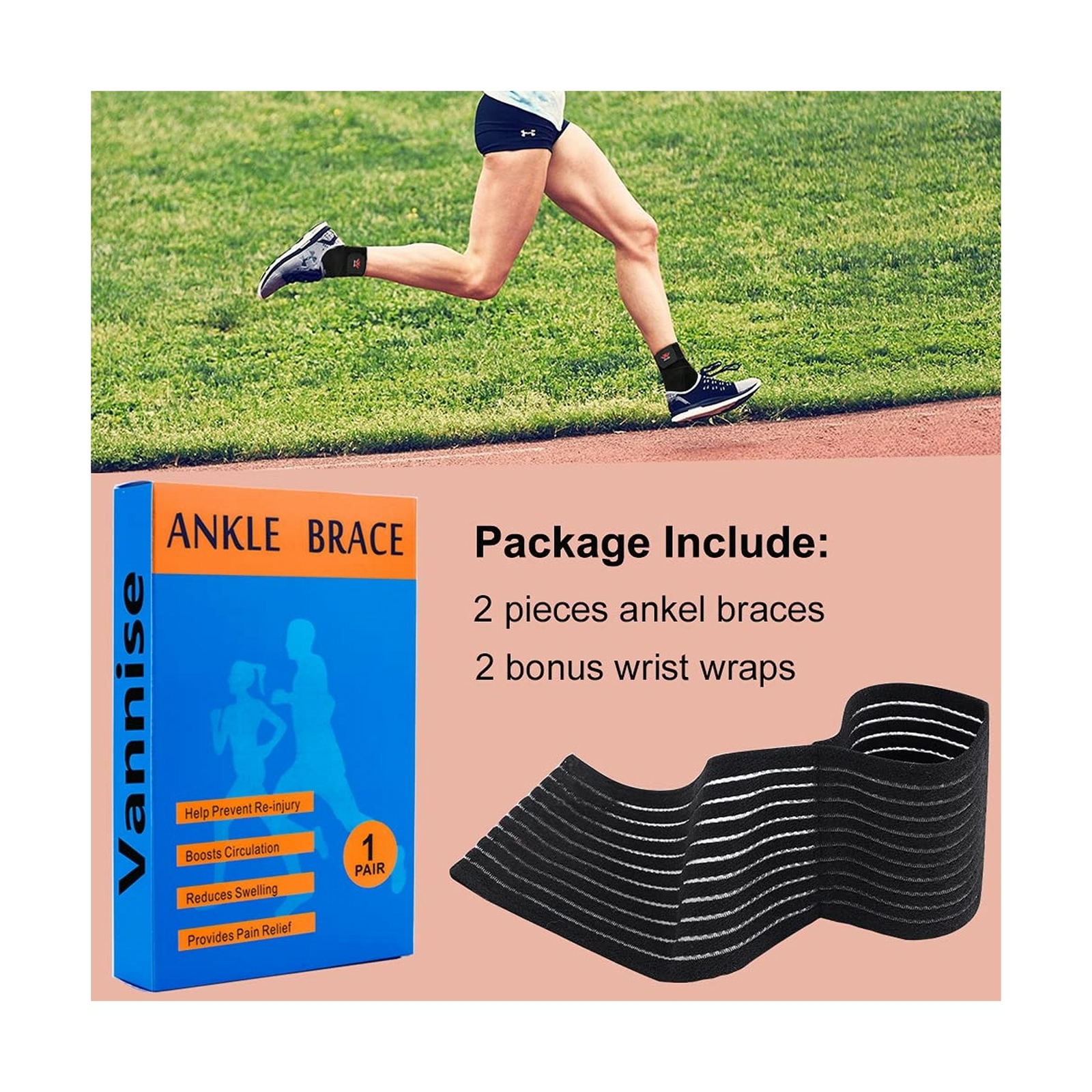 Ankle Brace, 2PCS Breathable & Strong Ankle Brace for Sprained Ankle, Stabili…