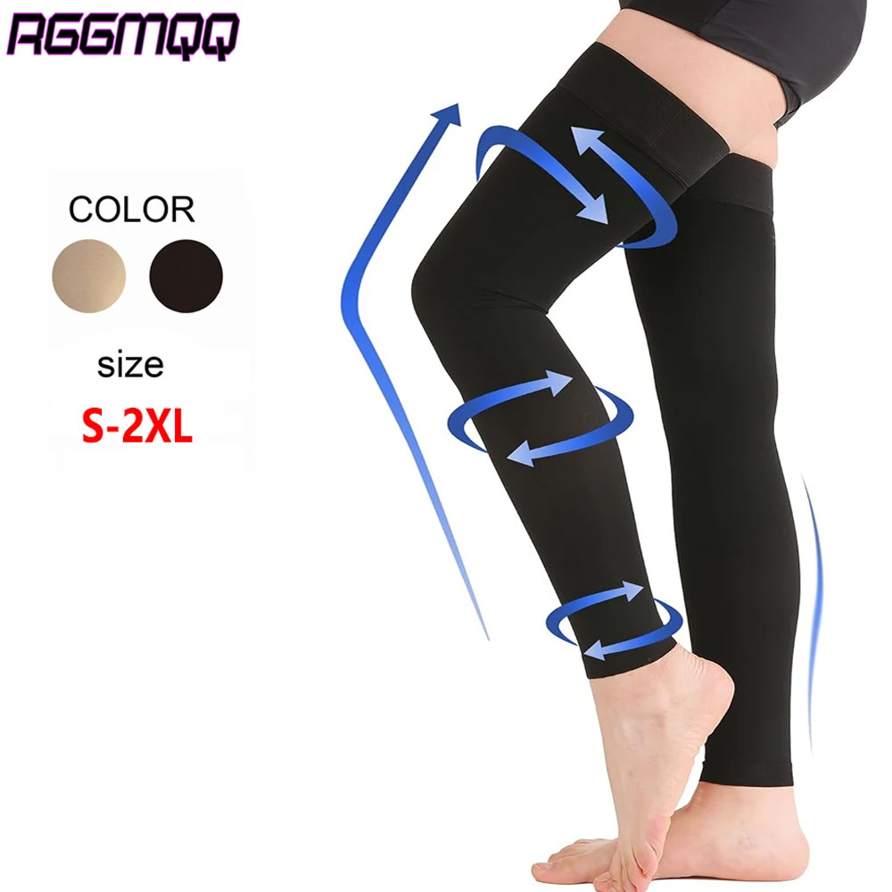 Thigh High Compression Stockings Footless Silicone Grip Top Firm Support