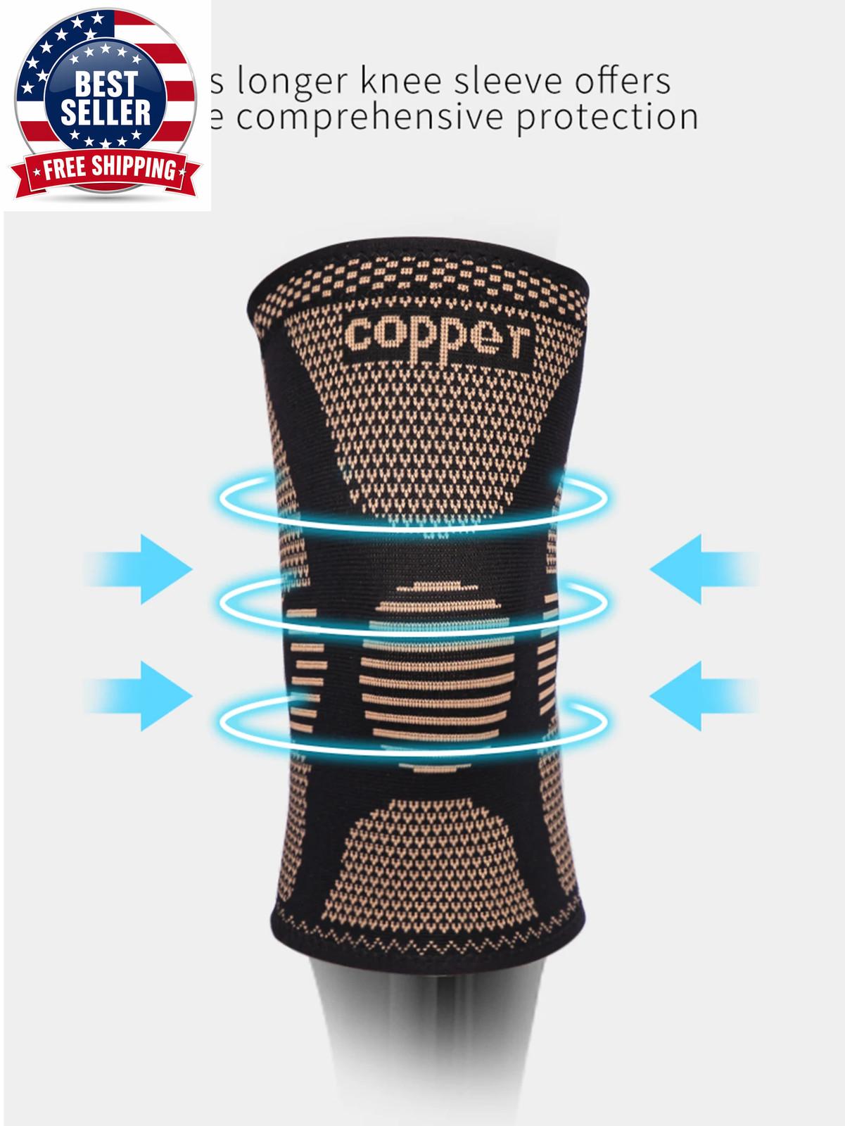 1Pc Copper Knee Braces,Knee Guard Protection-Compression Knee Sleeves Support fo