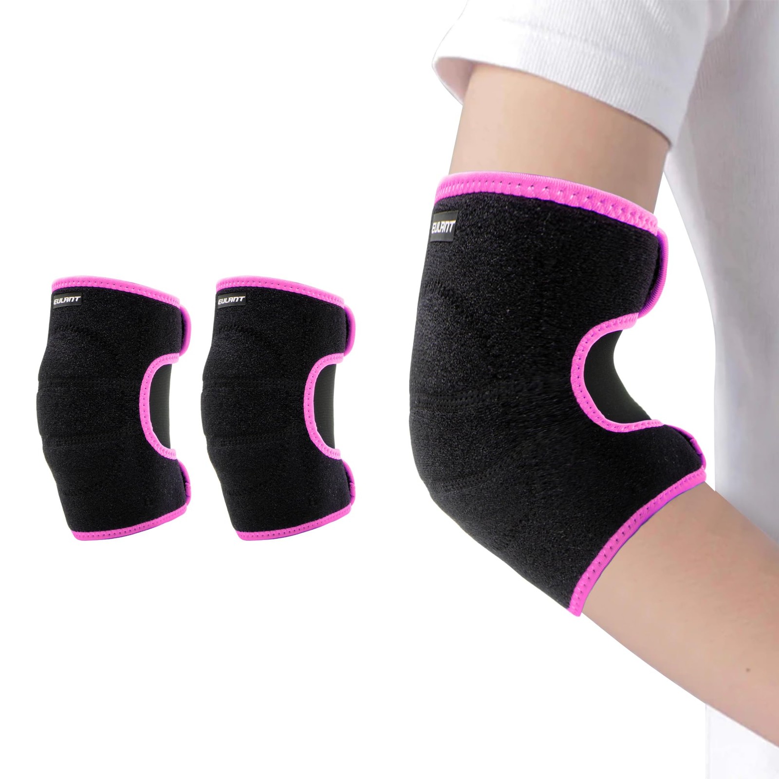 Kids Elbow Brace Arm Sleeve Adjustable Sport Protector with Double Magic Stick