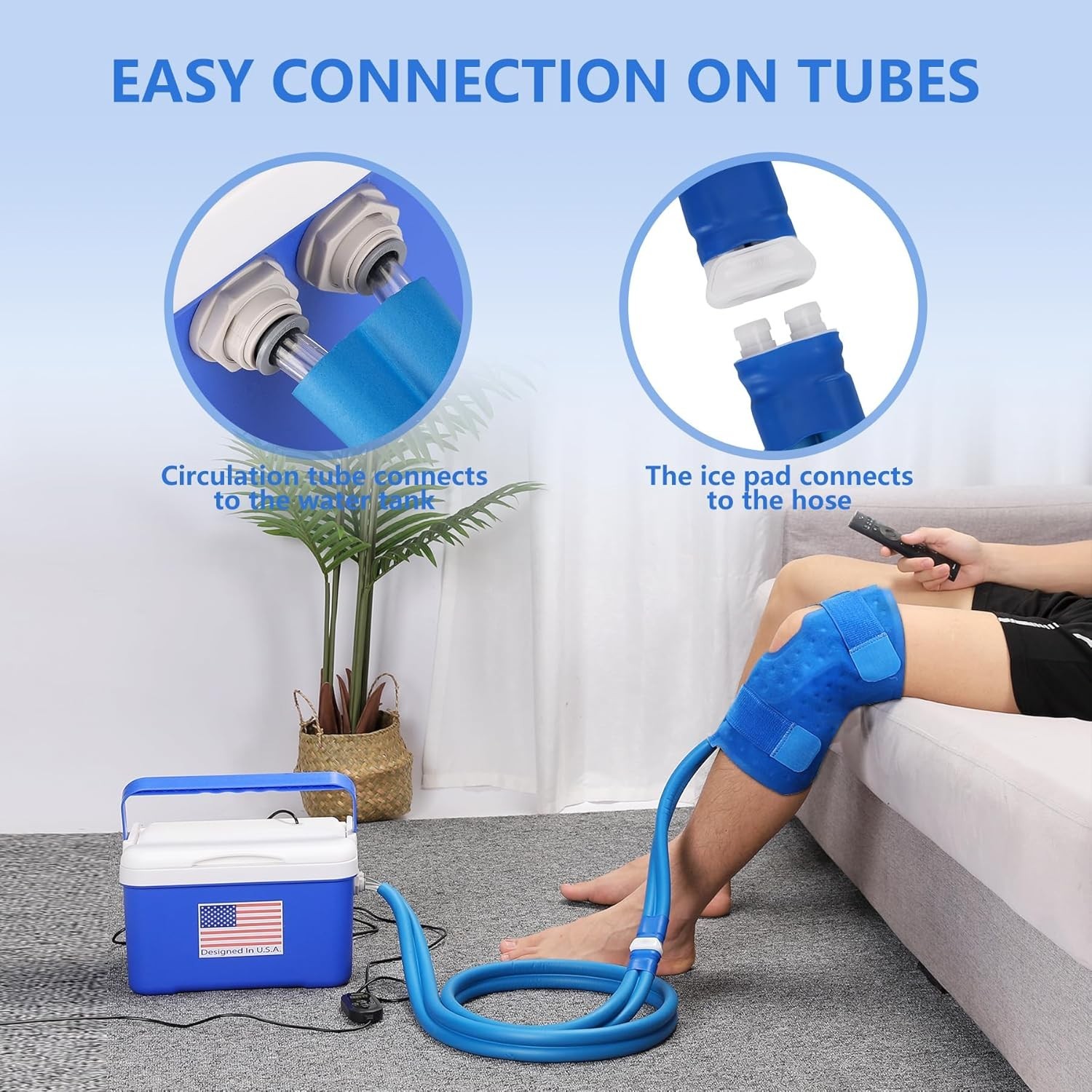 Adjustable Cold Therapy System for Post-Surgery Recovery – Quiet Pump, Blue
