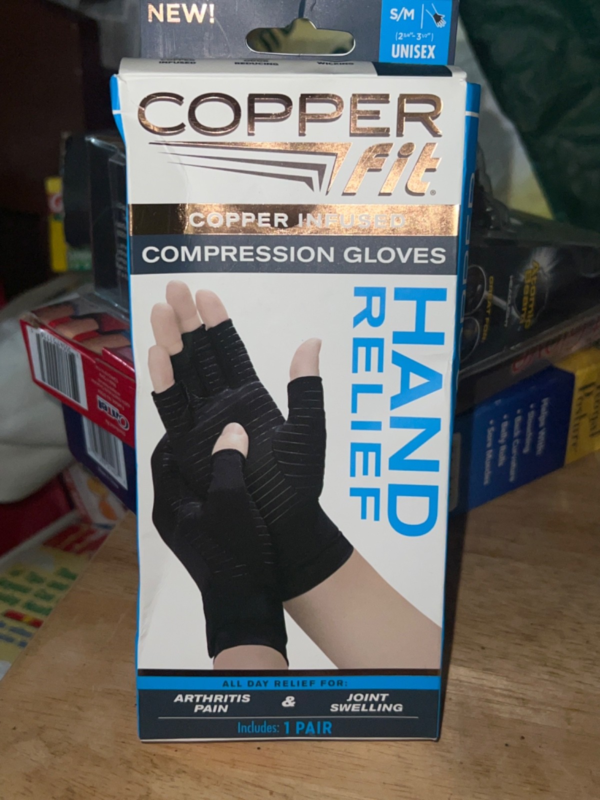 Copper Fit Hand Relief Compression Gloves – S/M Relief For Arthritis & Swelling