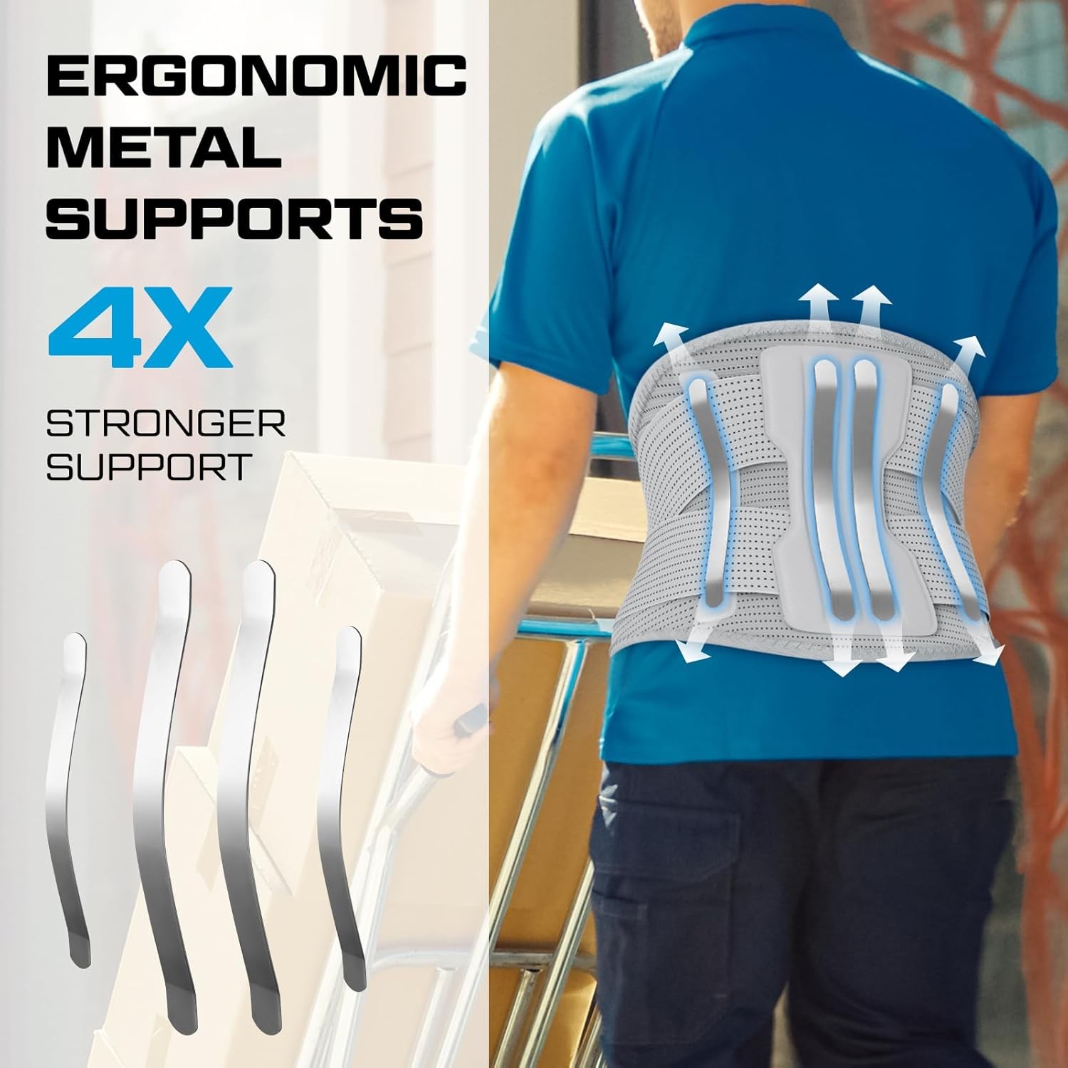 Compression Back Brace Medium Gray – Lumbar Support for Pain & Sciatica