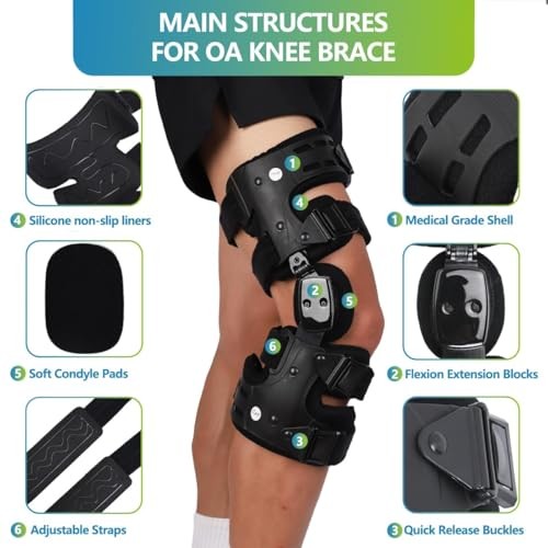 Komzer OA Unloader Knee Brace Adjustable 3 Point Black