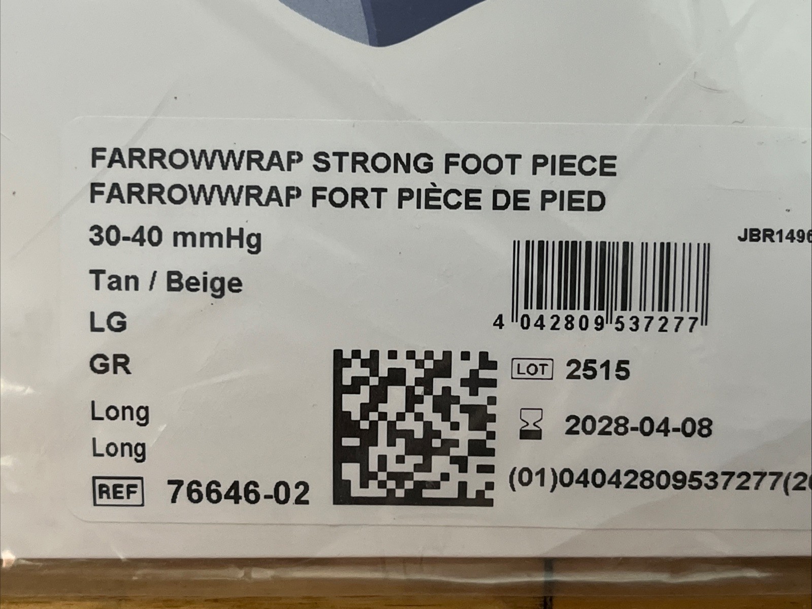 Jobst FarrowWrap Strong Footpiece Long Small 30-40hhmg Tan Large