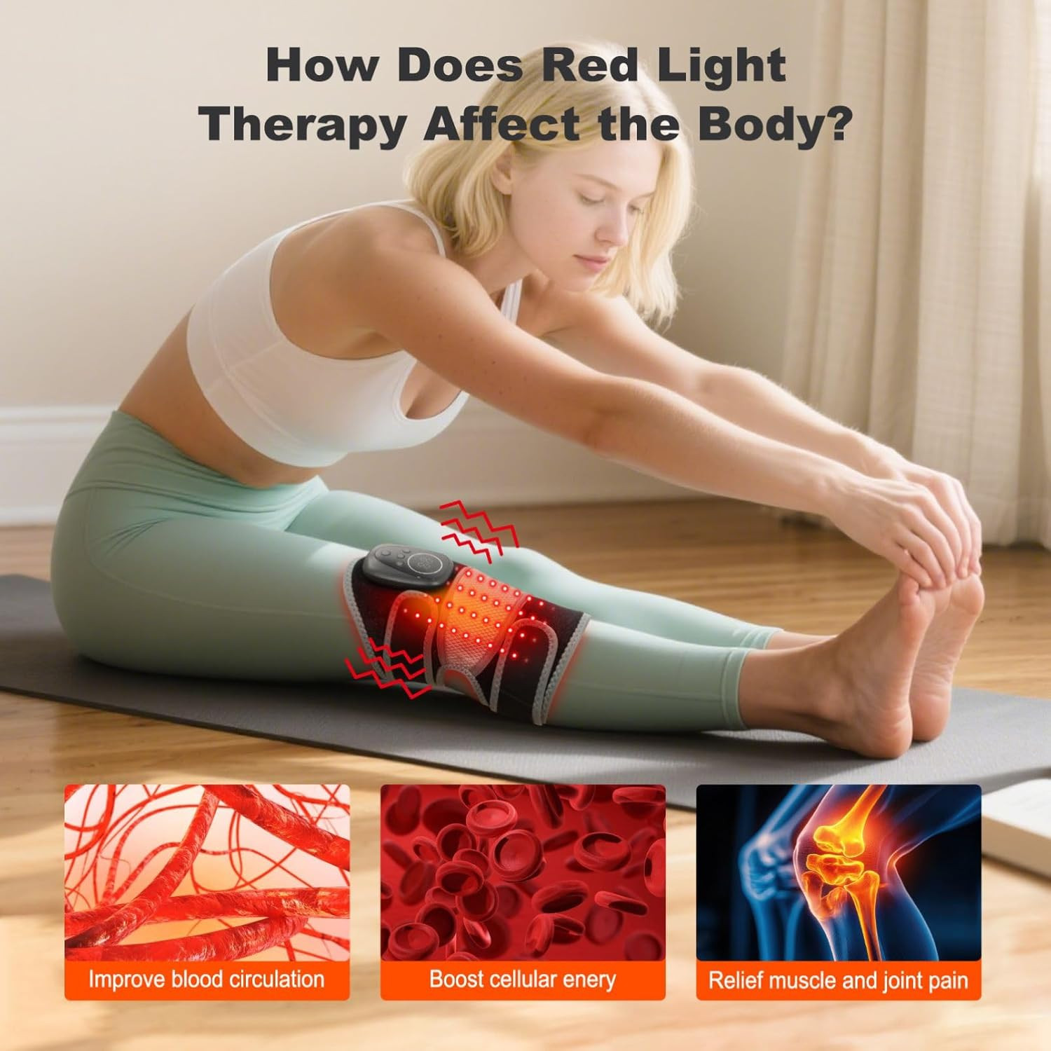 Red Light Heating Knee Brace with Massage for Knee Shoulder Arthritis Pain Relie