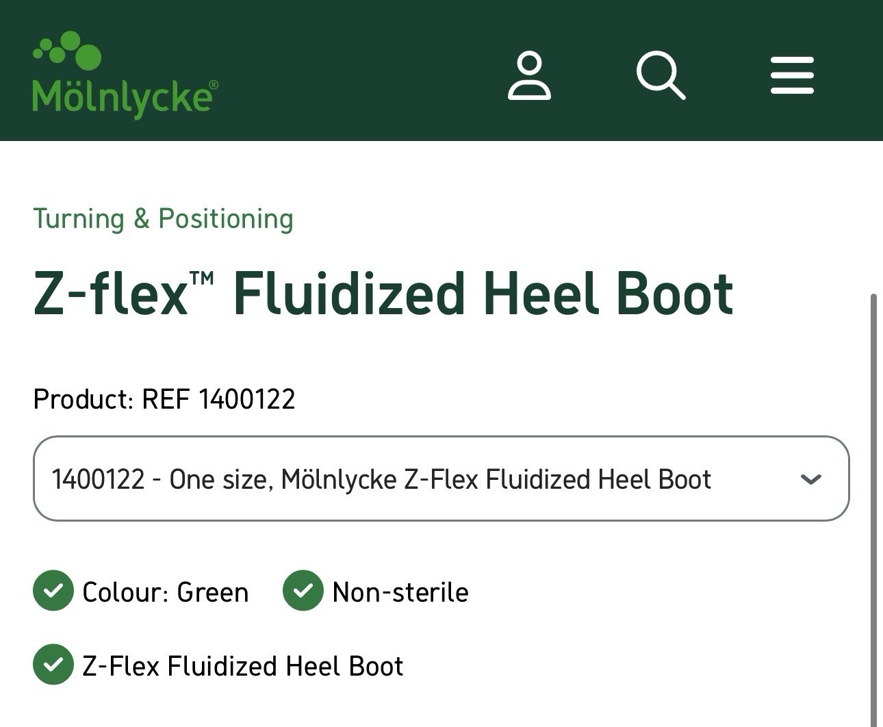 NEW Molnlycke Z-Flex Fluidized Heel Boot #1400123 – ONE LEG – EXPIRES 10/2028