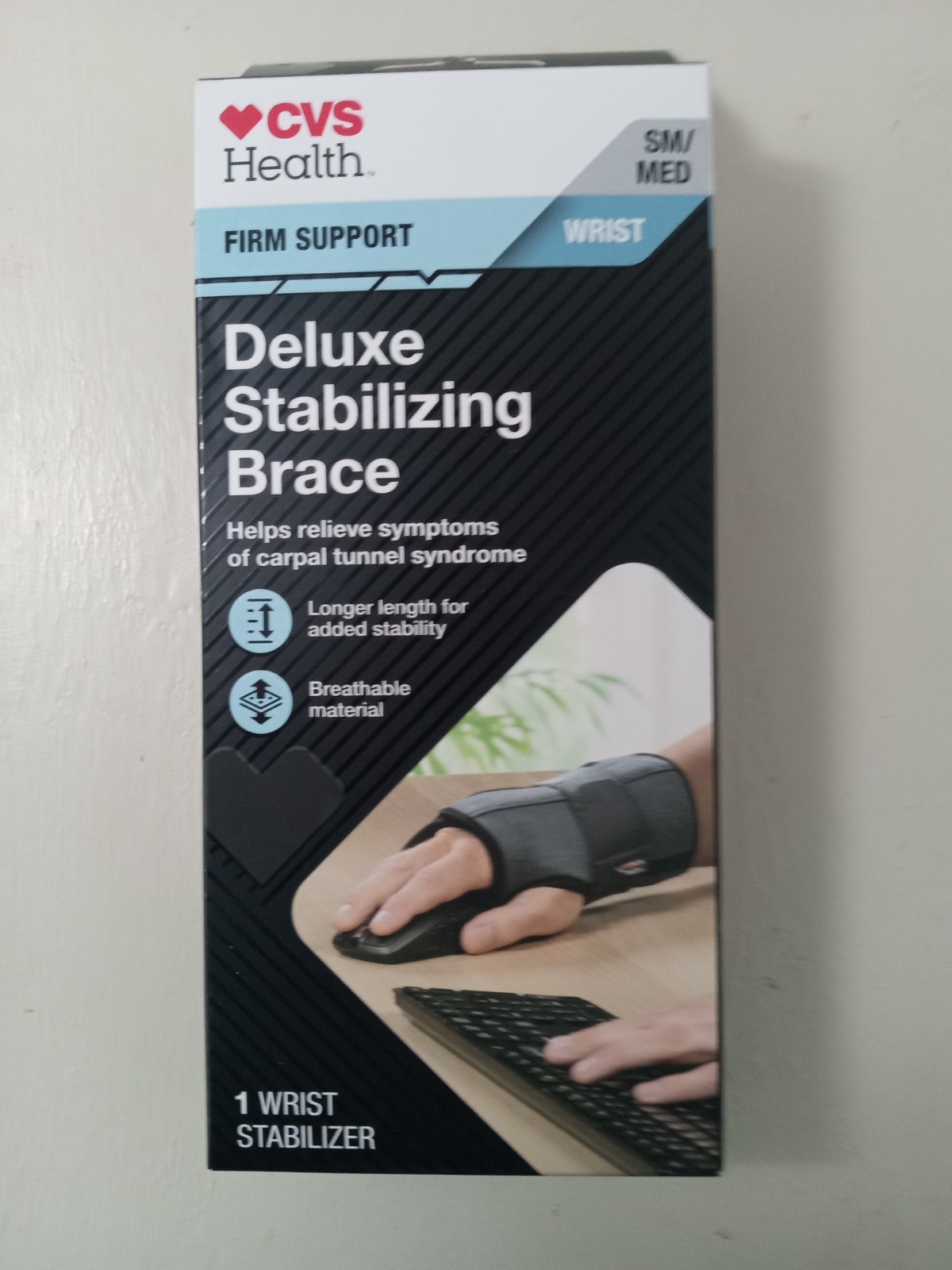 CVS Health Firm Support, Deluxe Stabilizing Wrist Brace, Size SM/MED