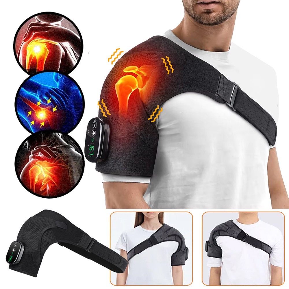 Cordless Heated Shoulder Massager with Vibration Rotator Cuff Brace Pain Relief