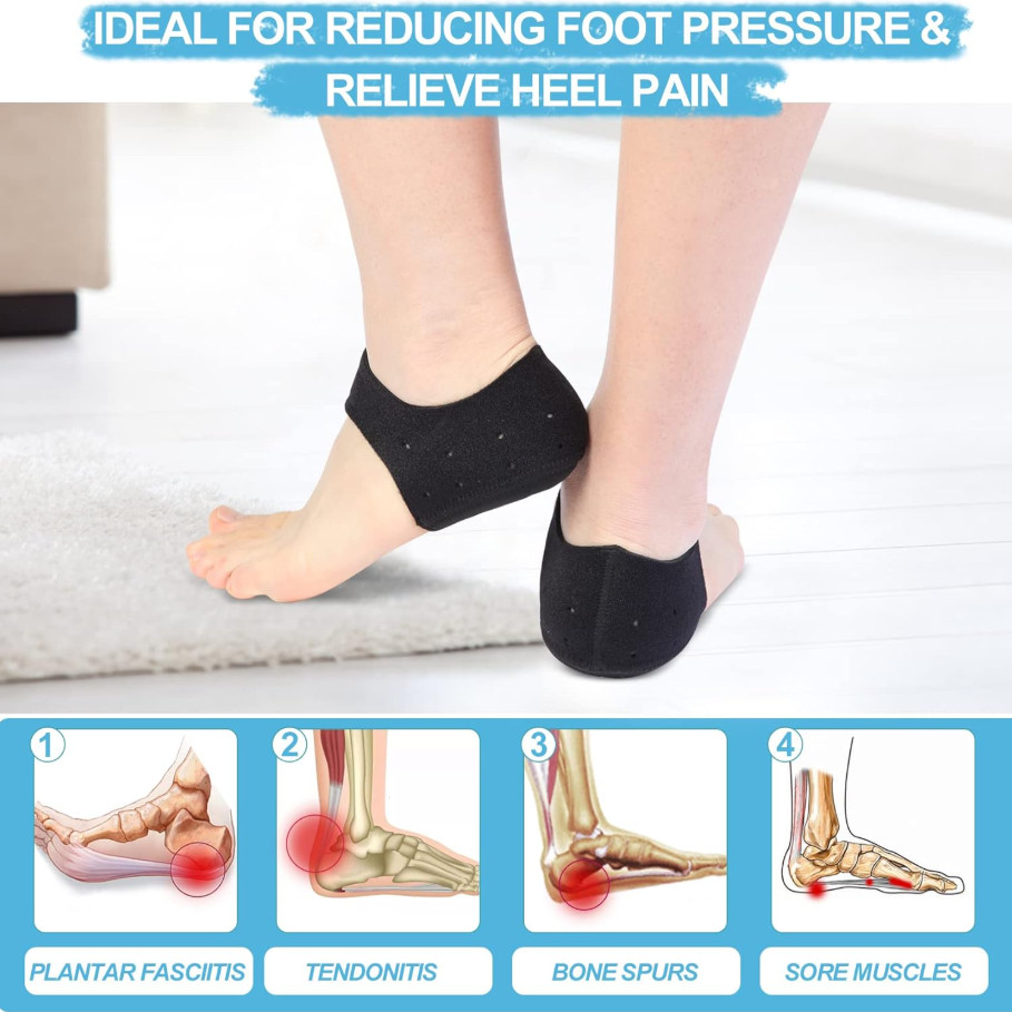 1 Pair Heel Pads Heel Cushion Support Shock Absorbing Adjustable Strap