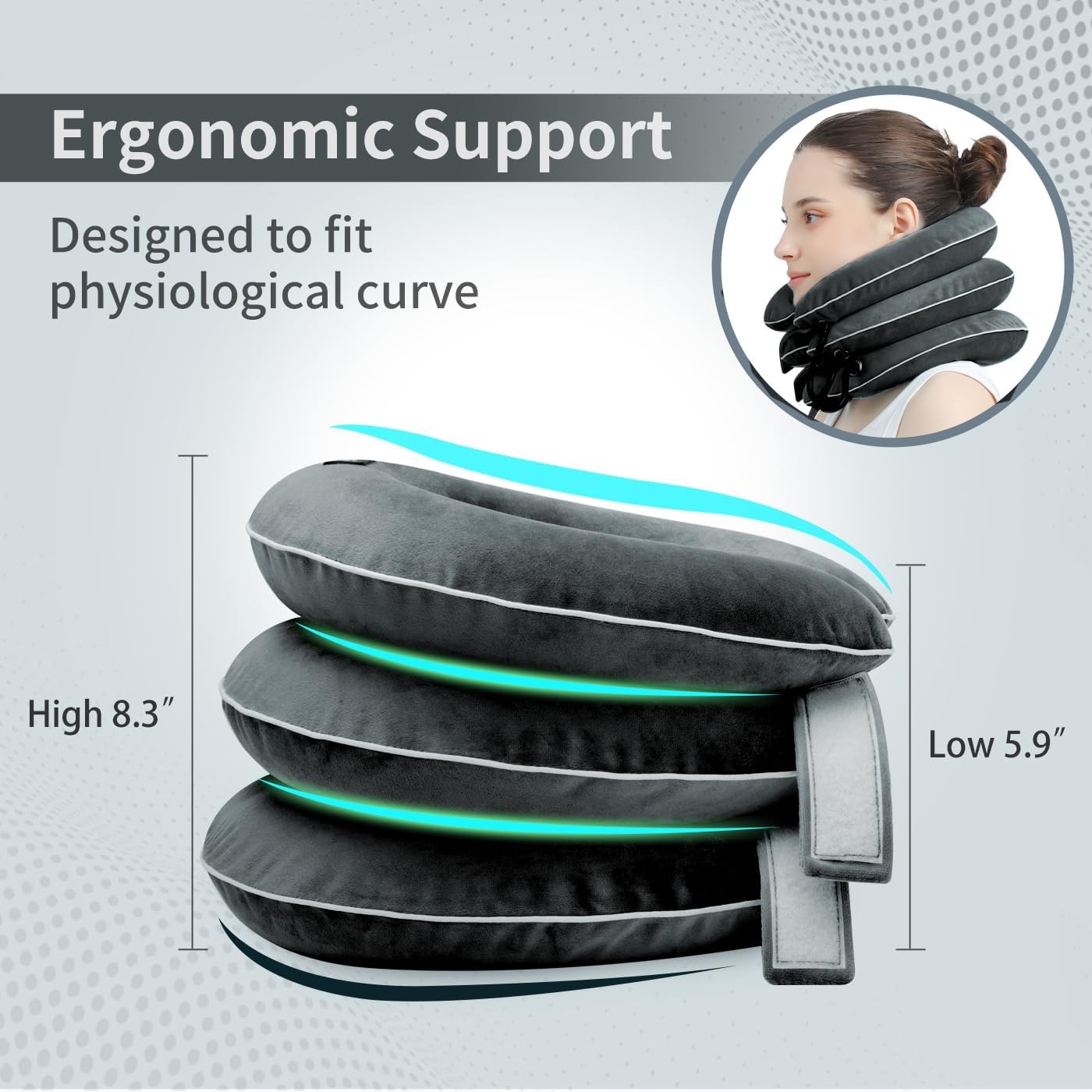 S Cervical Neck Traction Device for Pain Relief – Inflatable P. Black