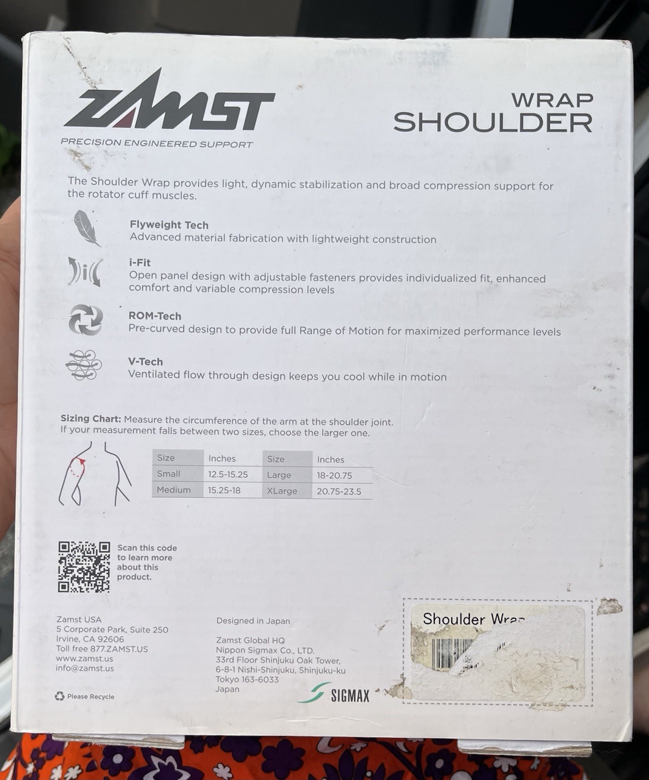 Zamst Shoulder Support Wrap Stabilizer Rotator Cuff black 474801 Size S