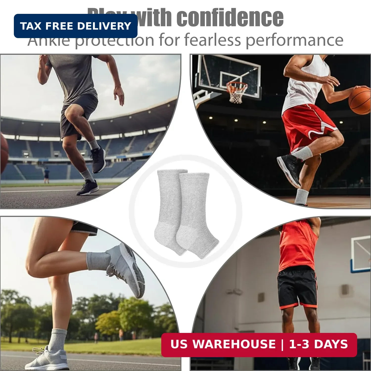 2 Pairs Bamboo Compression Socks, Soft Bamboo Foot Ankle Sleeves, Suitable FAST