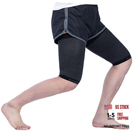 Thigh Compression Sleeve for Men Women 1 Pair – Quad & Thigh Medium Black