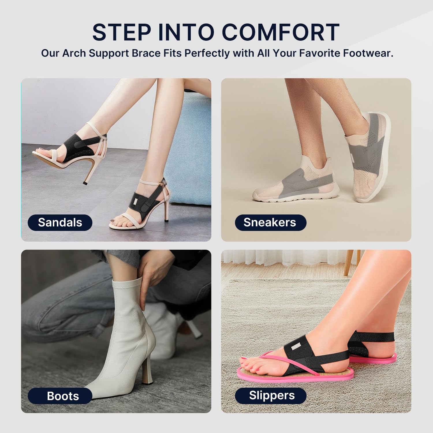 Fit Geno Arch Support Braces for Plantar Fasciitis Relief – Adjustable Compre…