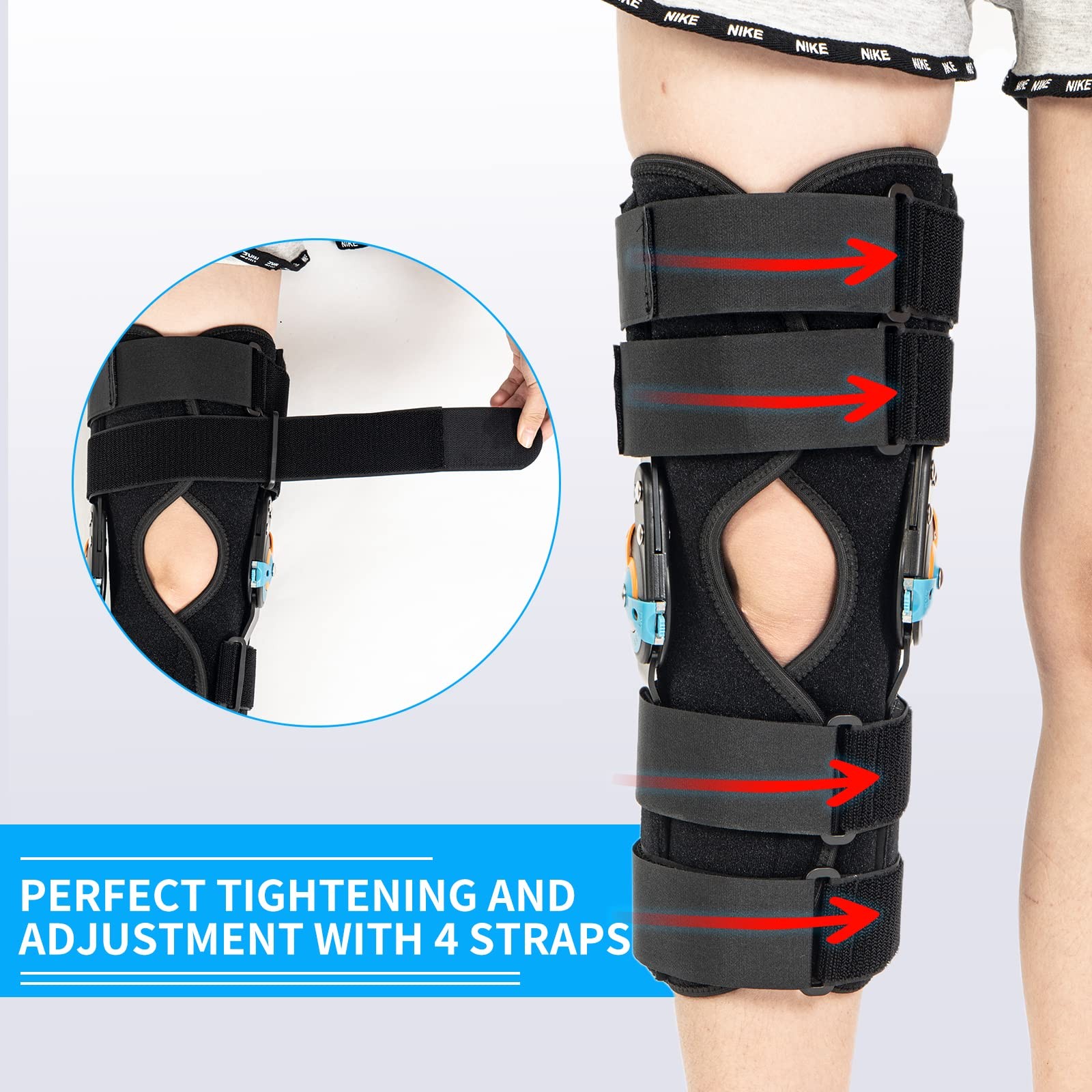 Hinged ROM Knee Braces Adjustable Knee Immobilizer Support for Knee Pain ACL …