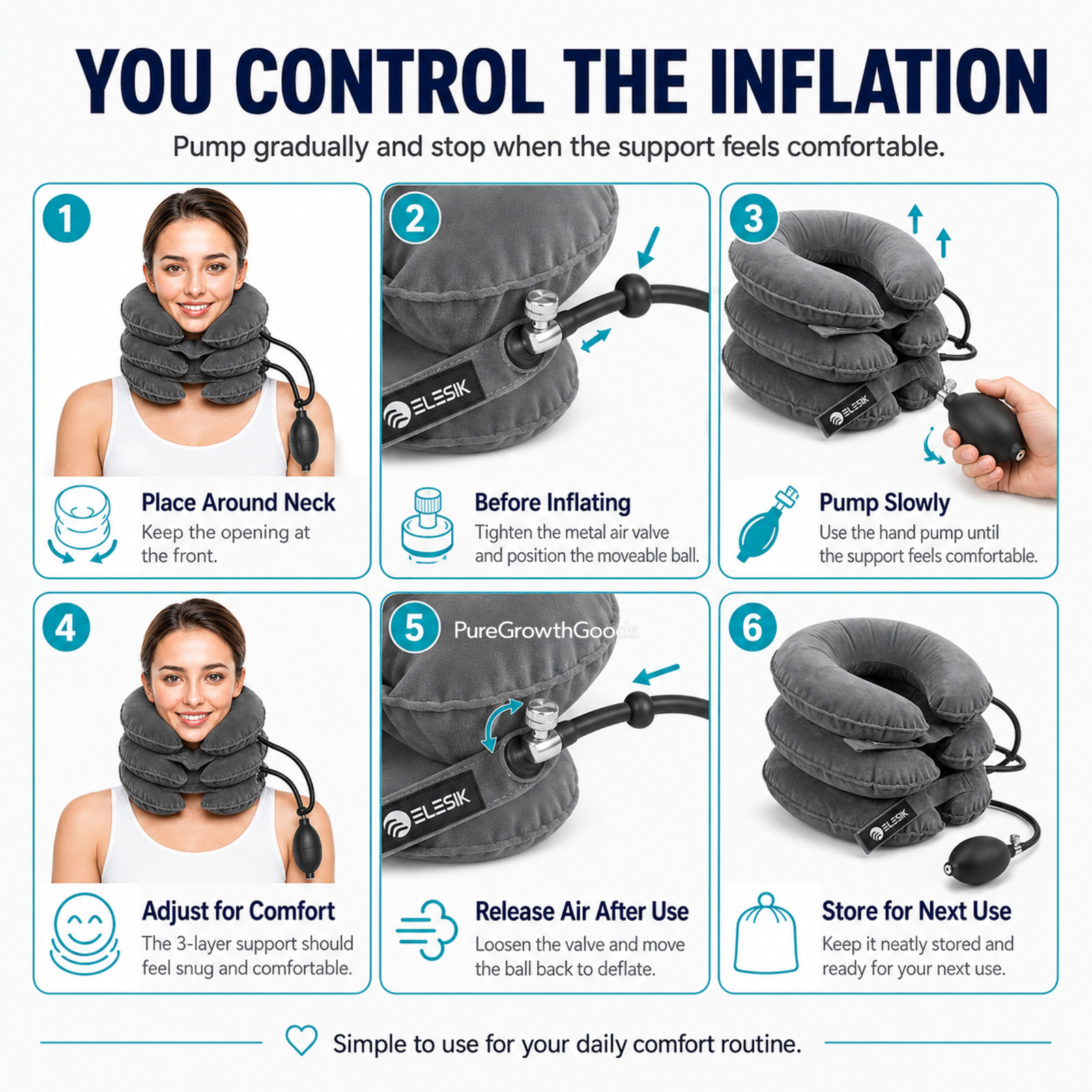 Neck Stretcher Cervical Traction Device Adjustable 3-Layer Neck Relaxer