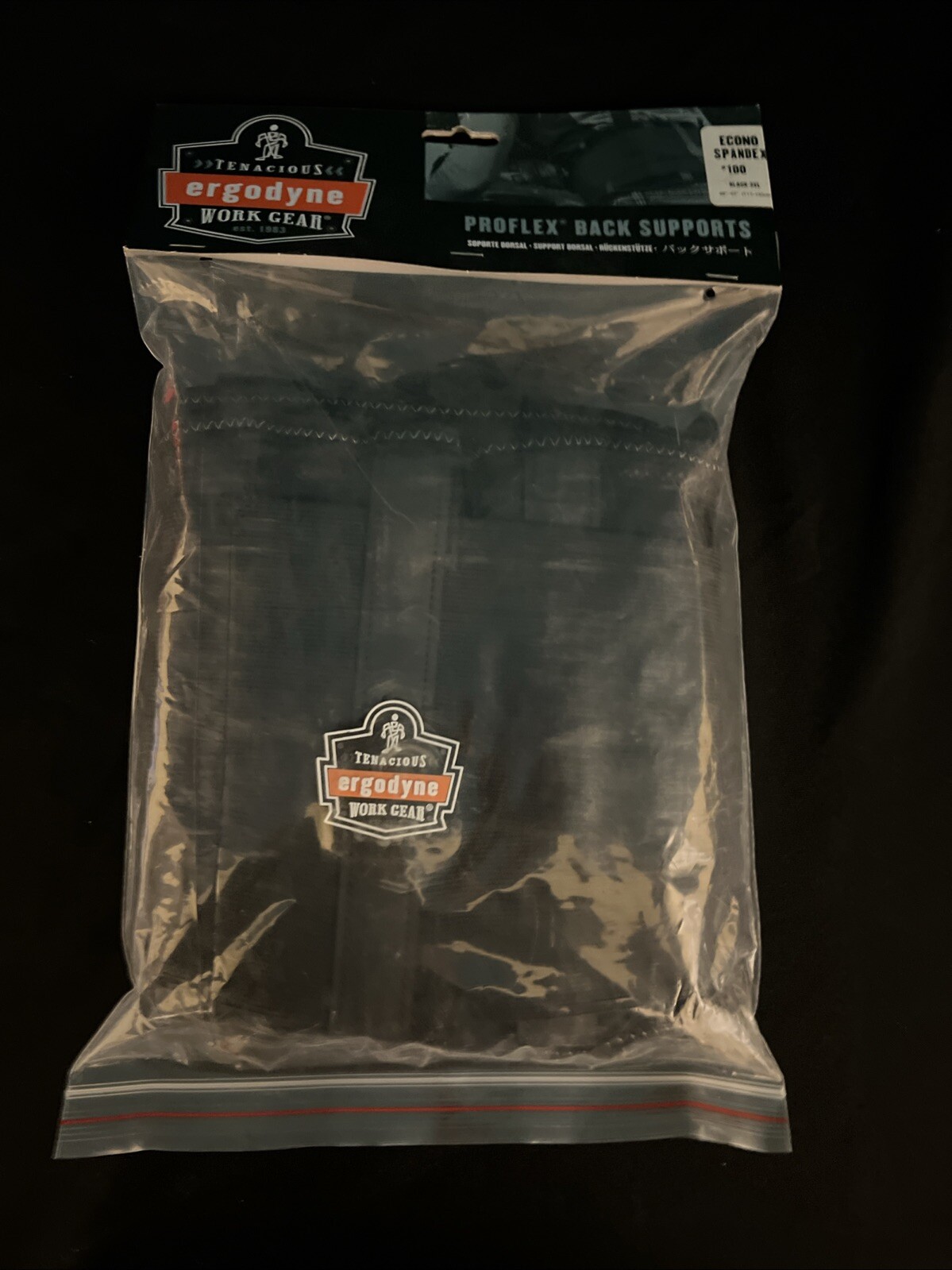 PROFLEX BY ERGODYNE 100 Back Support,Black,Spandex,2XL 35ZA85