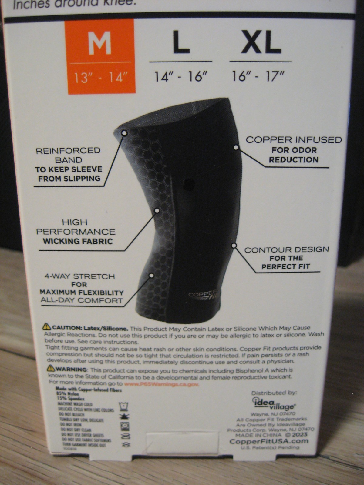Copper Fit Infused Knee Sleeve – Compression – Black – Unisex Medium 13″ to 14″