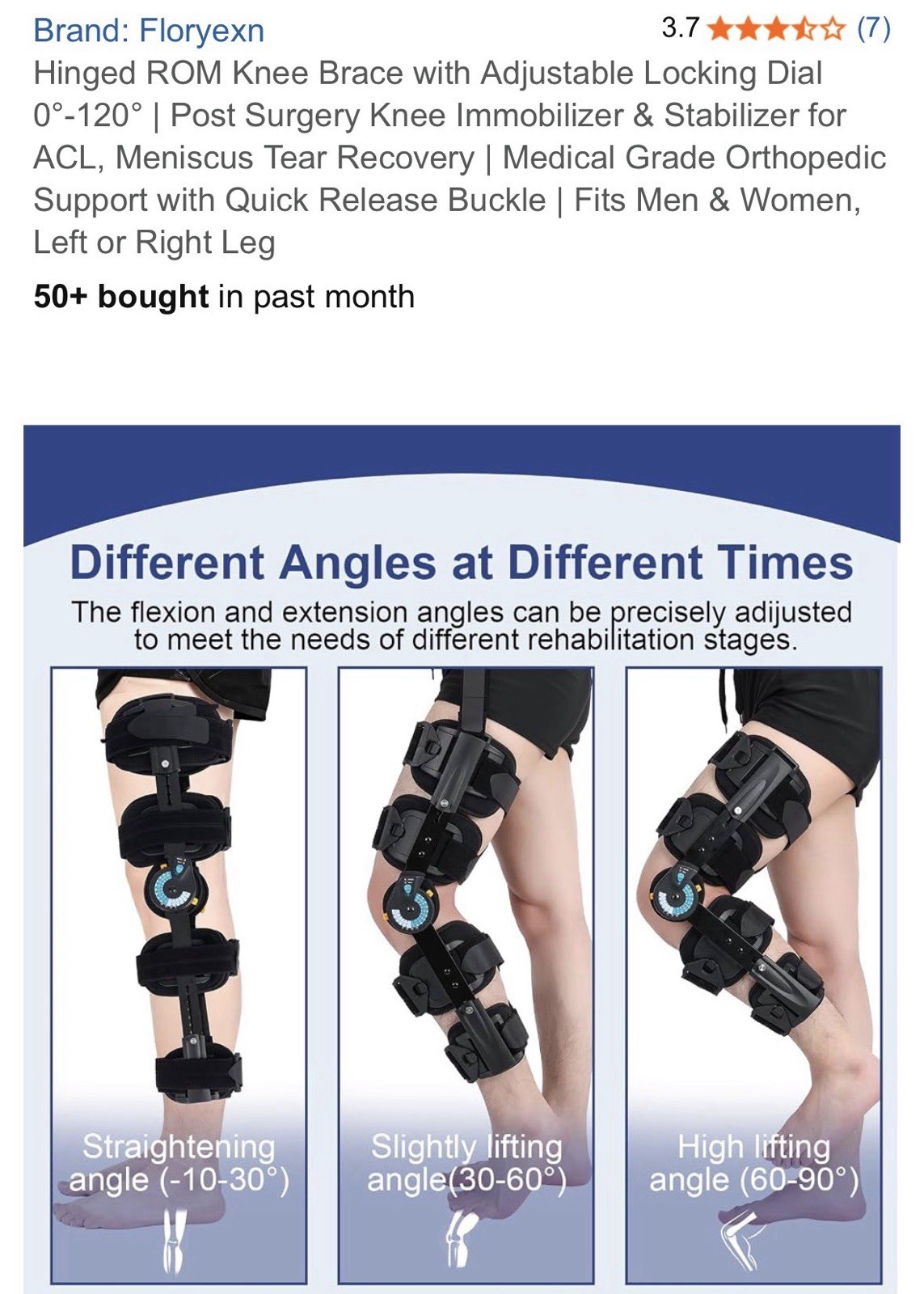 Hinged ROM Knee Brace, Post Op Knee Brace for Recovery Stabilization, ACL, MCL