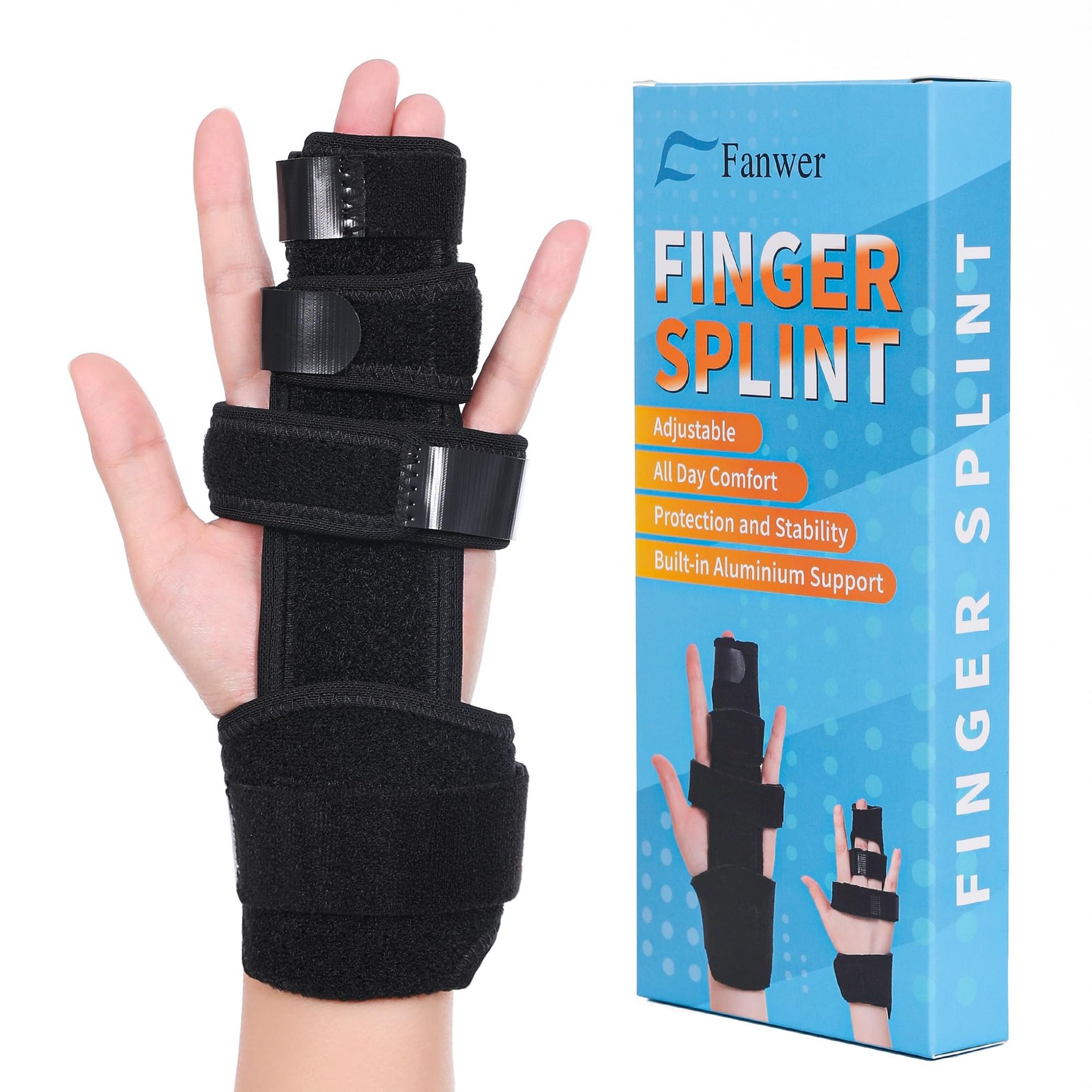2 Finger Splint, Reversible Trigger Finger Splint, Adjustable Length Finger B…