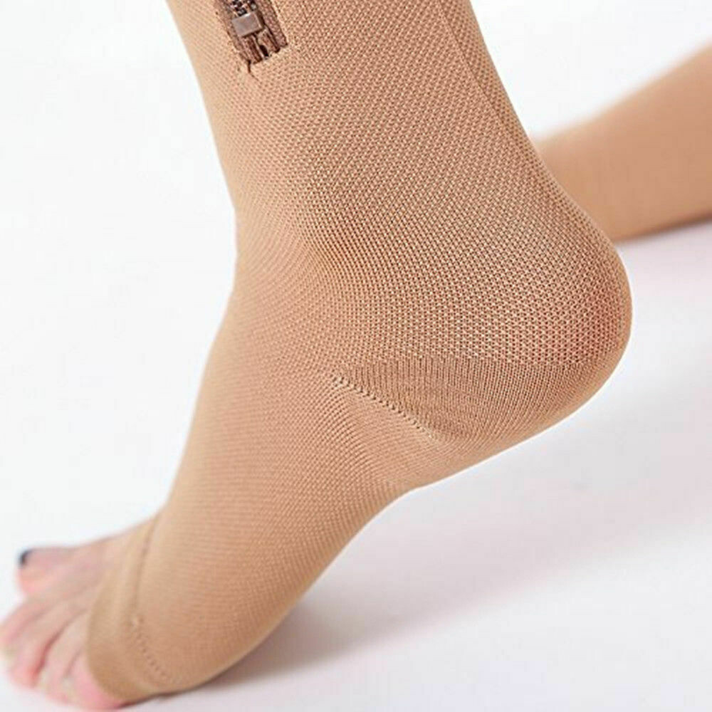 Zippered Compression Socks Support Stockings Leg Calf Men’s Women’s Sox (S-XXL)