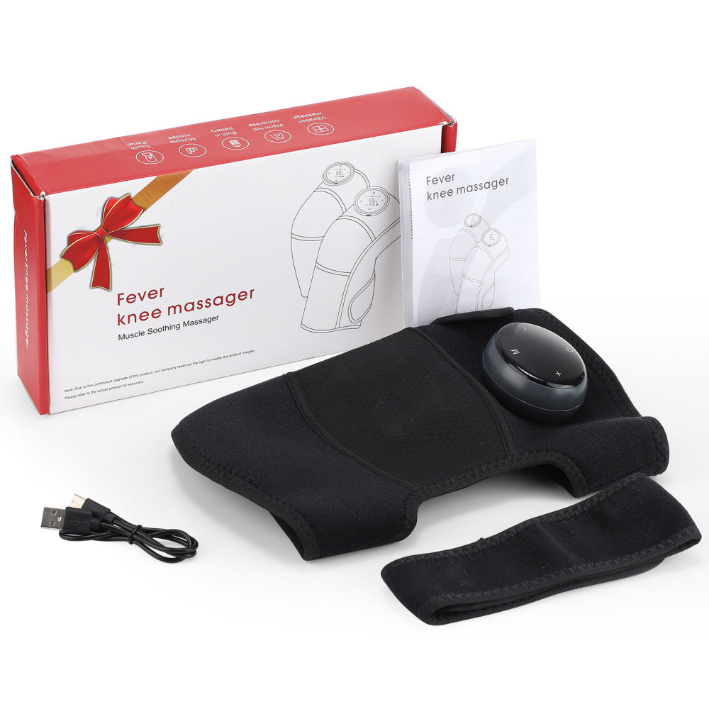 USB Electric Shoulder Brace Heated Knee Massager Vibration Massage Black Support
