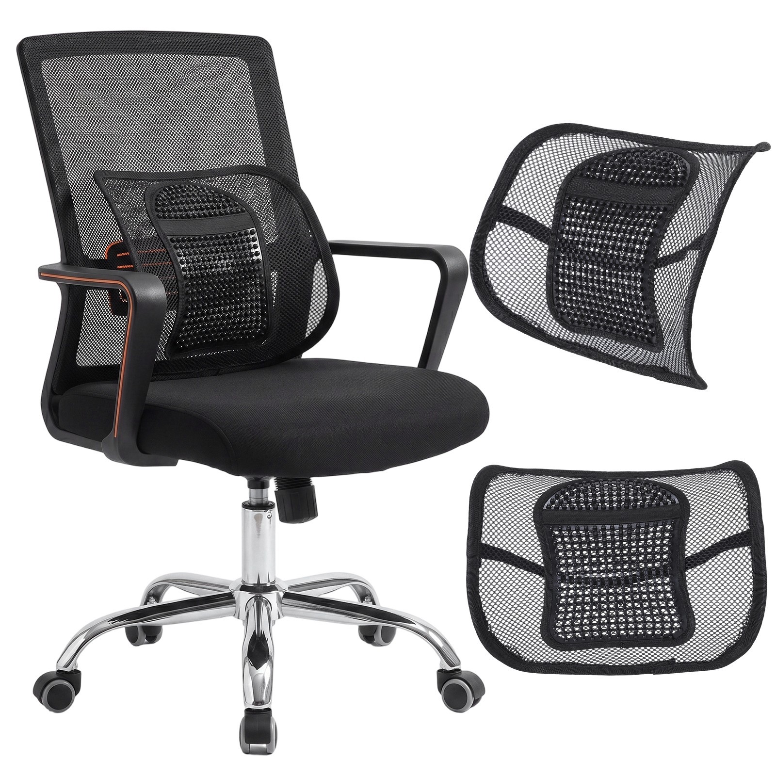Car Seat Back Support Breathable Mesh Back Lumbar Cushion for Office Chairs Car