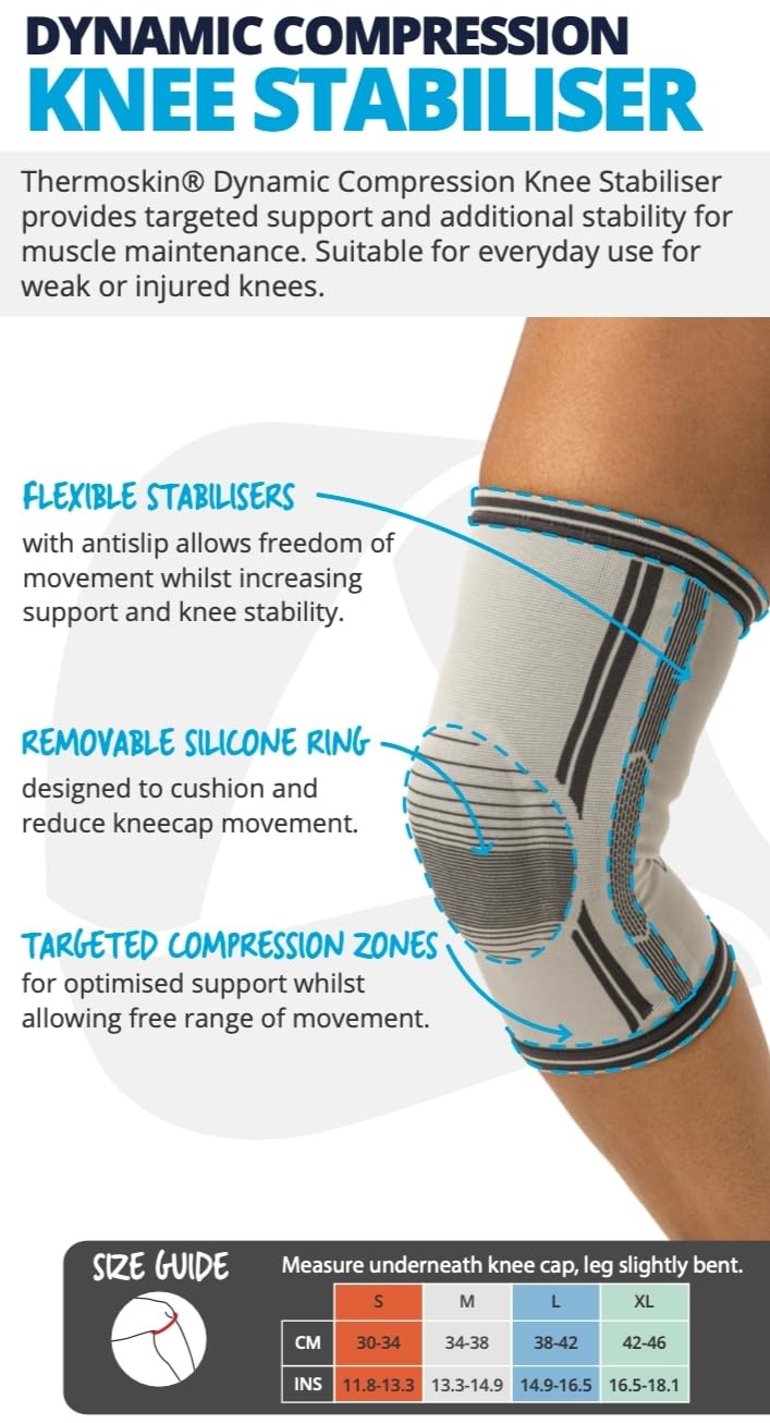 Thermoskin Dynamic Compression Knee Stabilizer (X-Large) For Weak And injured Kn