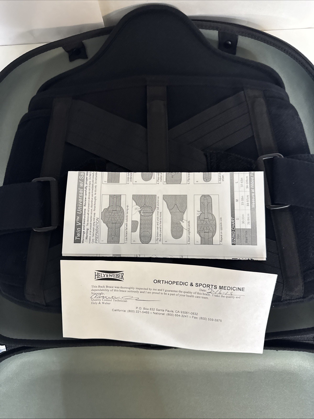 Hely & Weber Twin V Low Profile – Lumbar Spine Back Brace System – Small-Large