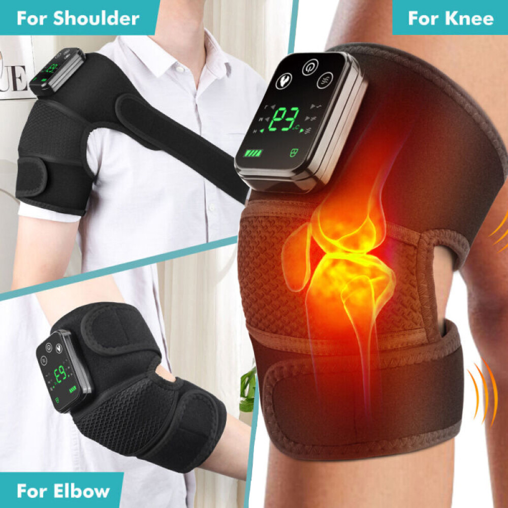 Electric Knee Massager Heated Vibration Joint Brace Shoulder Massage Pain Relief