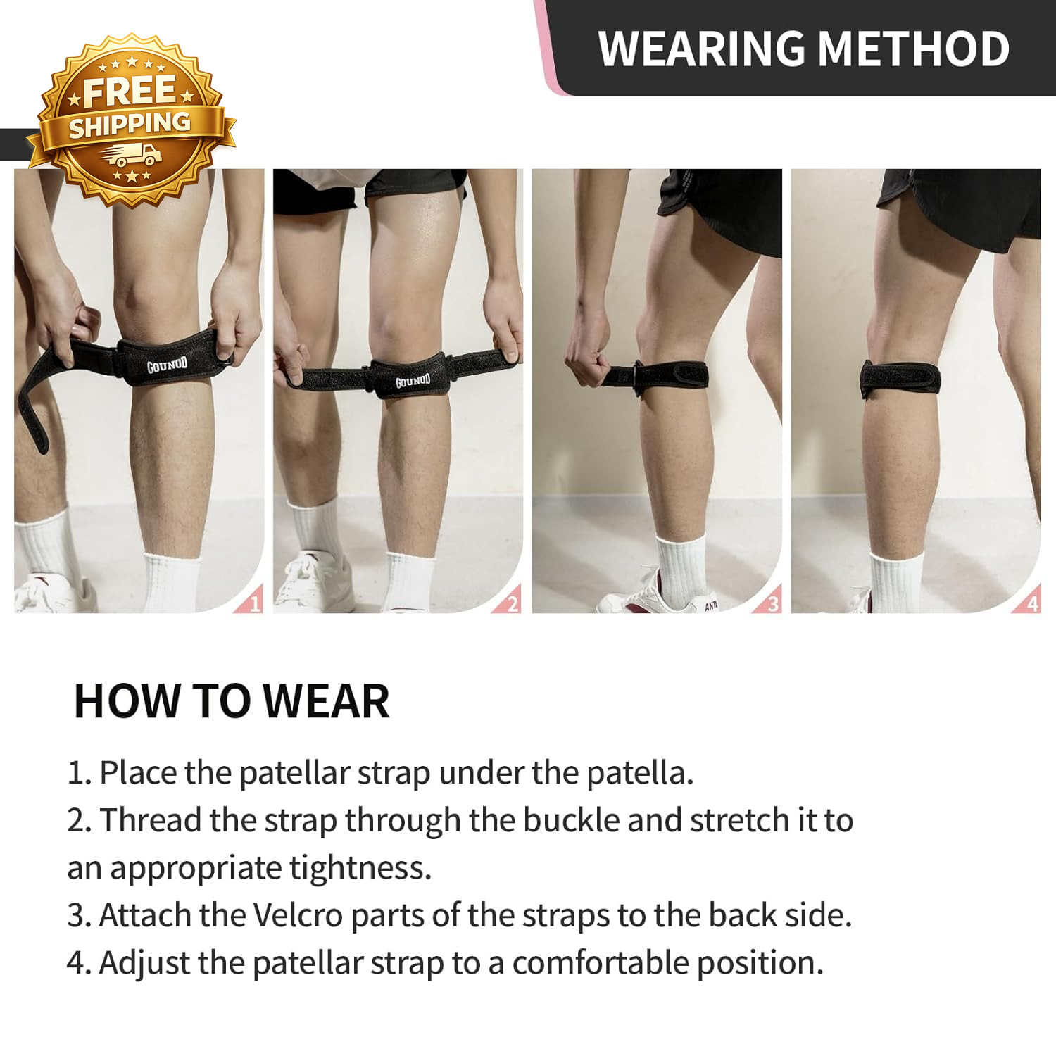 Patellar Tendon Support Strap 2 Pack Knee Strap for Knee Pain Relief Patella