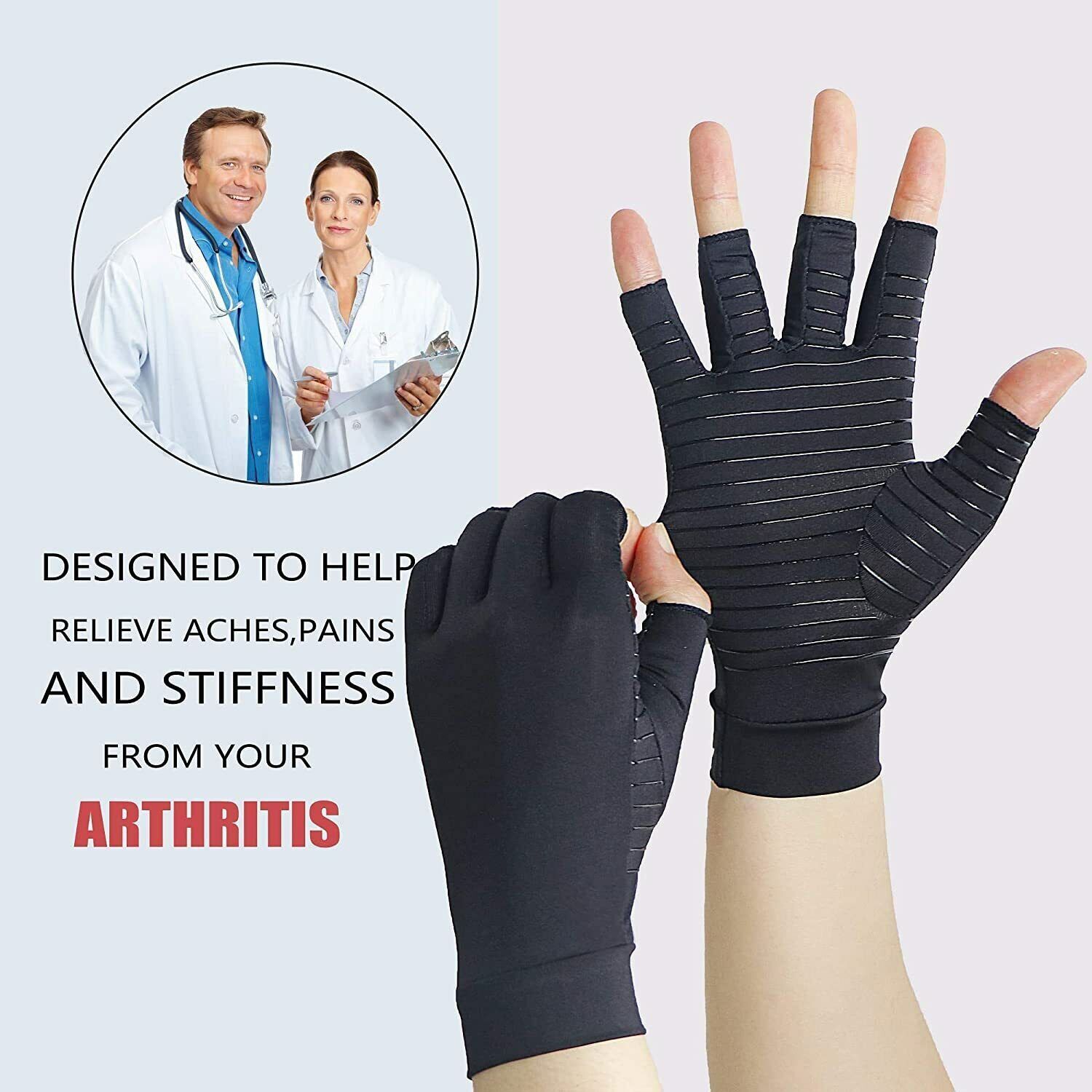 2pcs Copper Anti Arthritis Compression Gloves Hand Support Joint Pain Relief