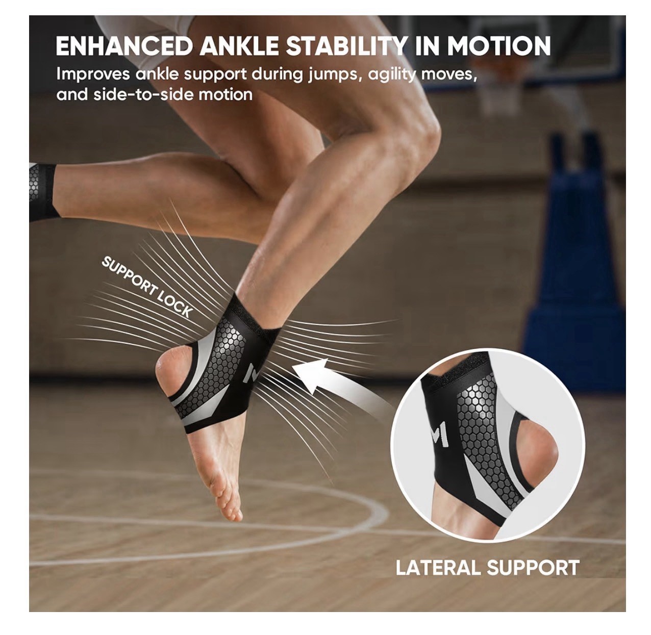 2 Pack Ankle Brace Compression Support for Men Women, Adjustable Lace-Up