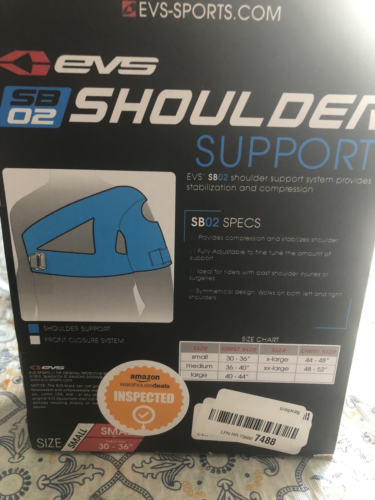 EVS-Sport SB02 Shoulder Support Small Black Stabilzation And Compression Brace