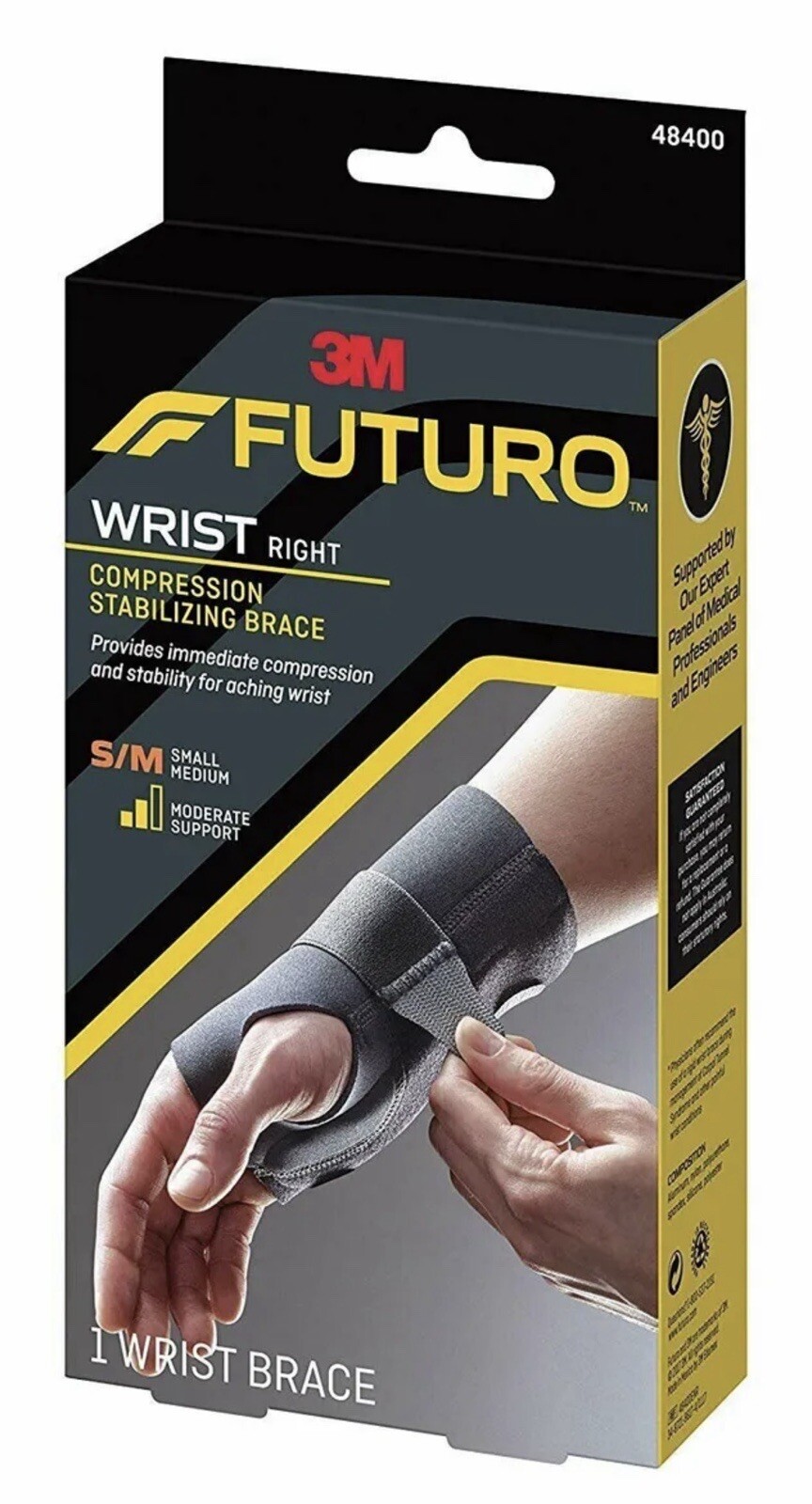 3M Futuro Sport 48400 Wrist Brace Support Right Hand Small Medium Moderate 1ct