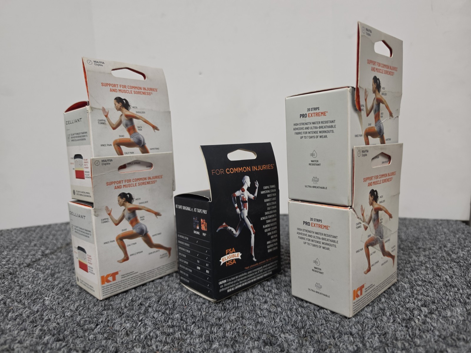5 Assorted KT Tape 20 Strip – 2 Pro Extreme/2 Pro Oxygen/ 1 Elastic sports tape