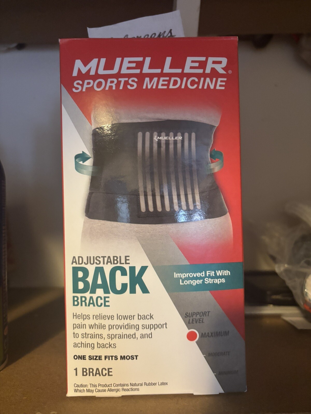 New Mueller Sport Medicine Adjustable Back Brace One Size Fits Most. Ships free