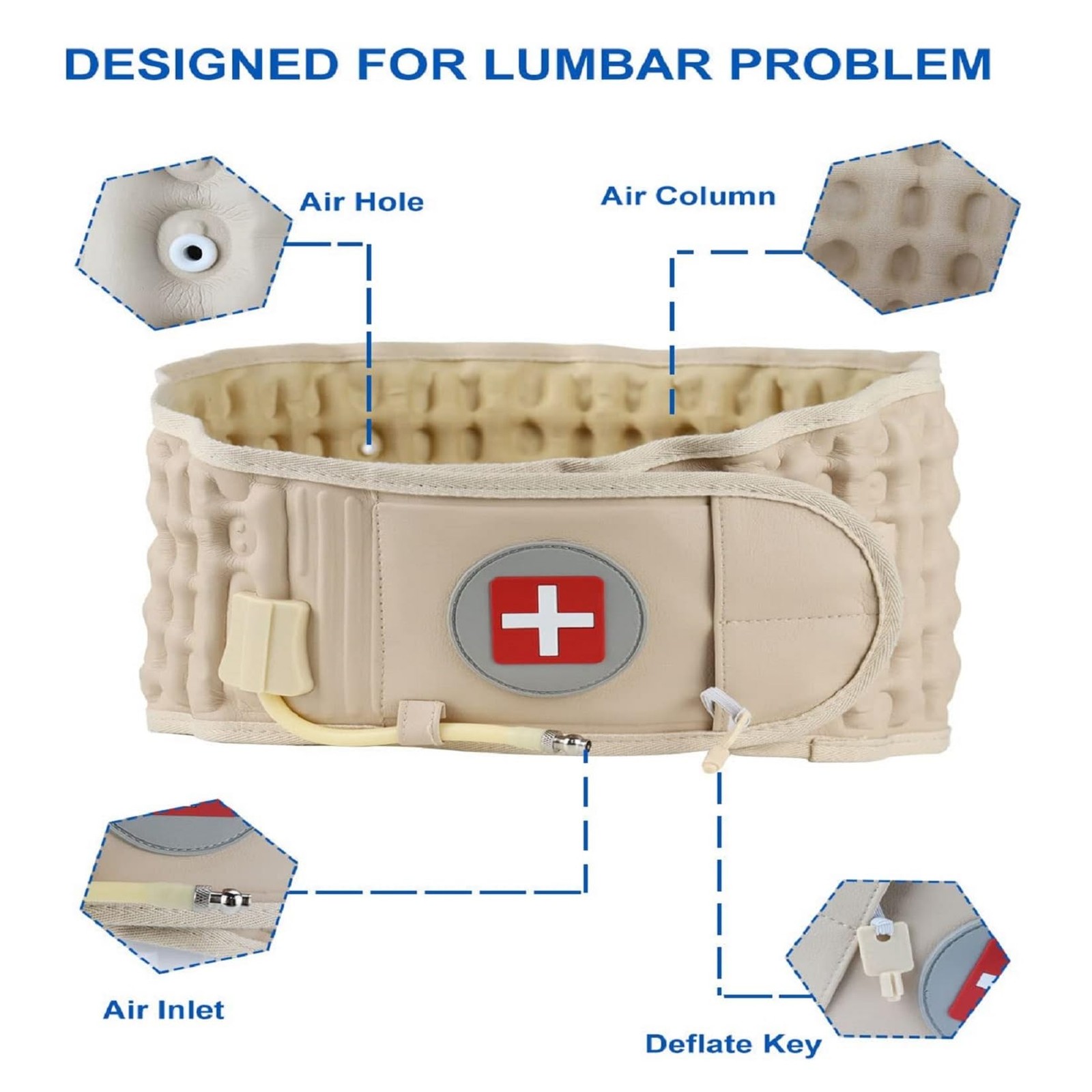 Goldmille Back Decompression Belt Inflatable Lumbar Support for Lower Back Pa…