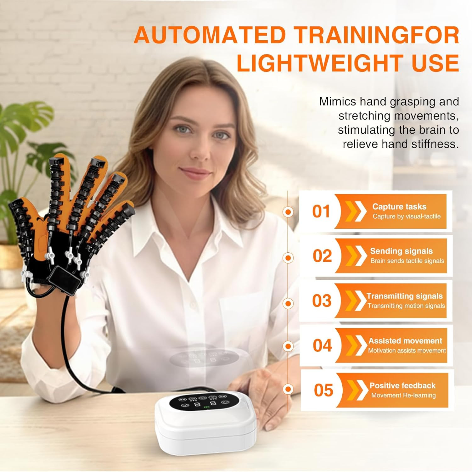 Hand Rehabilitation Equipment, Therapy Gloves for Stroke Hand Recovery Device, R
