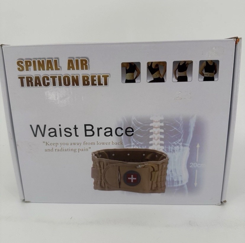 Spinal Air Traction Belt Lumbar Waist Brace Decompression Back Support Tan
