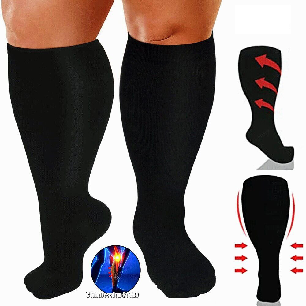 2xl 3xl Plus Size Compression Socks Men Women Wide Calf 15-20mmhg Easy On/Off