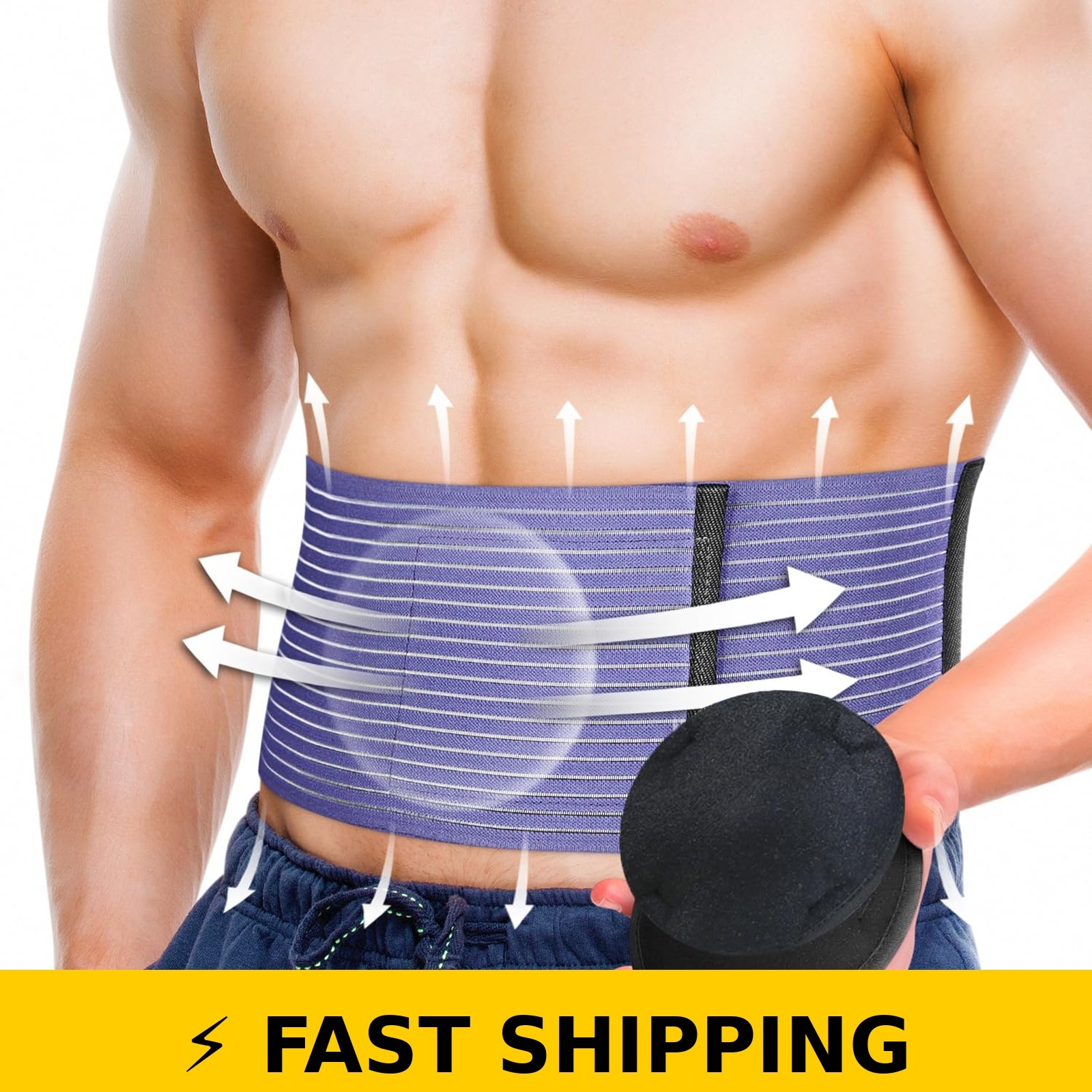 BLITZU Adjustable Hernia Belt with Compression Pads L-XL
