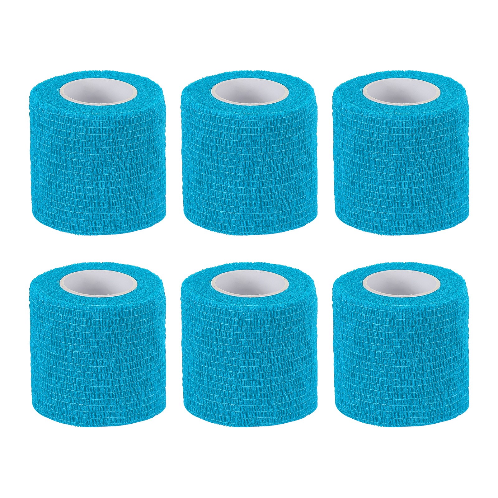 1″ x 177″ 6 Pcs Self Adhesive Bandage Wrap Elastic Self Tape Light Blue