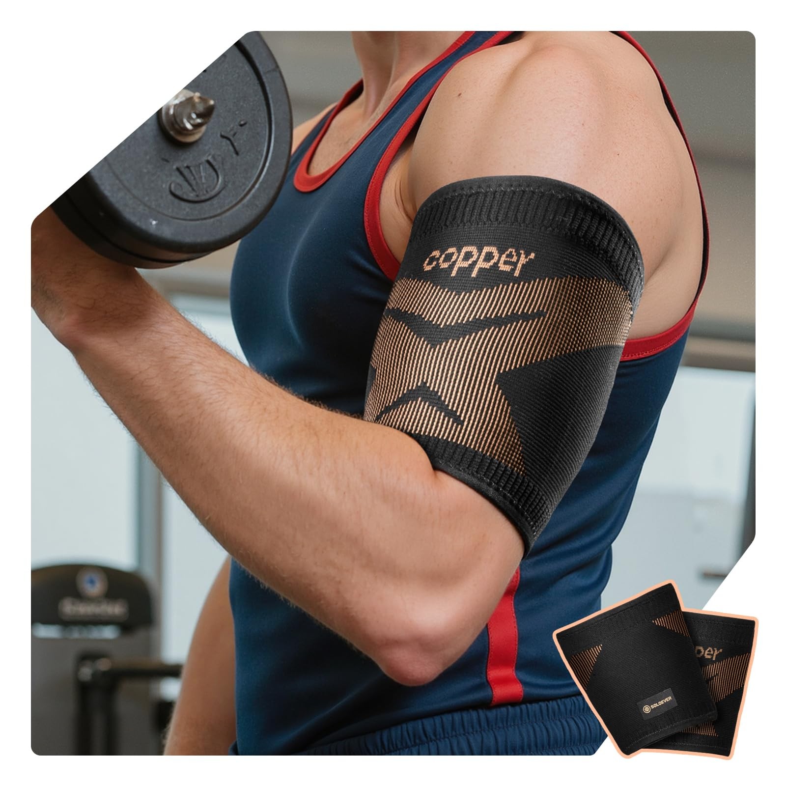 Copper-Infused Bicep Tendonitis Brace 1 Pair X-Large, Deep Gold